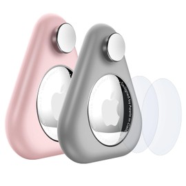 Airtag Holder for Kids Hidden, 2 Pieces GPS Trucker Case, Anti-Remove Airtag abs Case with Pins, Suitable for Kids, Elderly, Pets, Backpacks, Luggage (Pink, Navy Blue, White, Grey) (Pink, Grey, 2