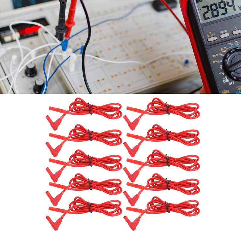 10 Sets Multimeter Test Line 4mm Male to Male Leads