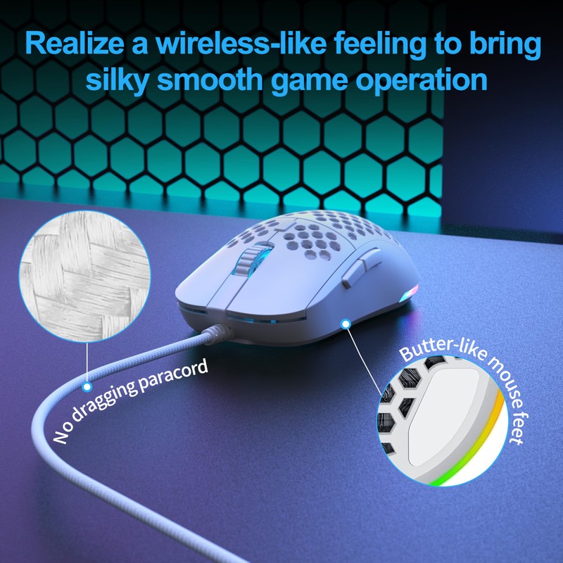 Dierya M1SE Wired Gaming Mouse for PC 12800 DPI White