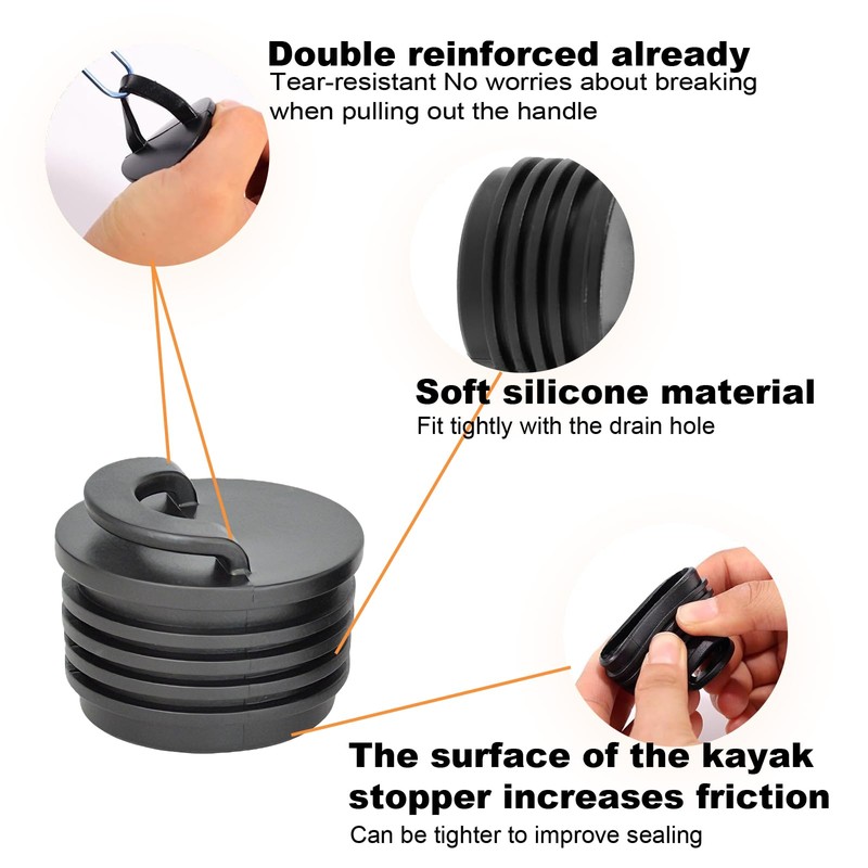 Kayak Scupper Plugs Kits, Push Drain Hole Stoppers, Universal Kayak