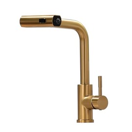 CENOSA Touchless Kitchen Faucet Motion Sensor Hands Free Single Handle Kitchen Sink Faucet with Pull Down Sprayer Brusshed Gold