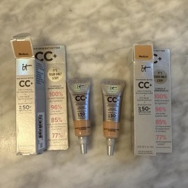 IT Cosmetics lot 2 IT CC+ COLOR CORRECTING FULL COVERAGE CREAM SPF 50 MEDIUM 0.135oz 4ml ea.