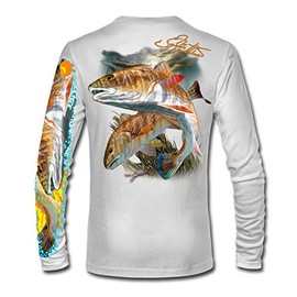 Men’s “Redfish” Comfortable Fishing Shirt-UPF 50+ Xtreme-Tek Interlocking Fabric, Quick-Dry, Ideal for Anglers (JM012) White