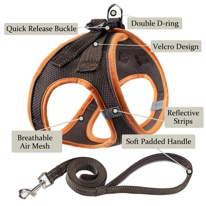 Dog Harness with Leash Set, No Pull Adjustable Reflective Step-in