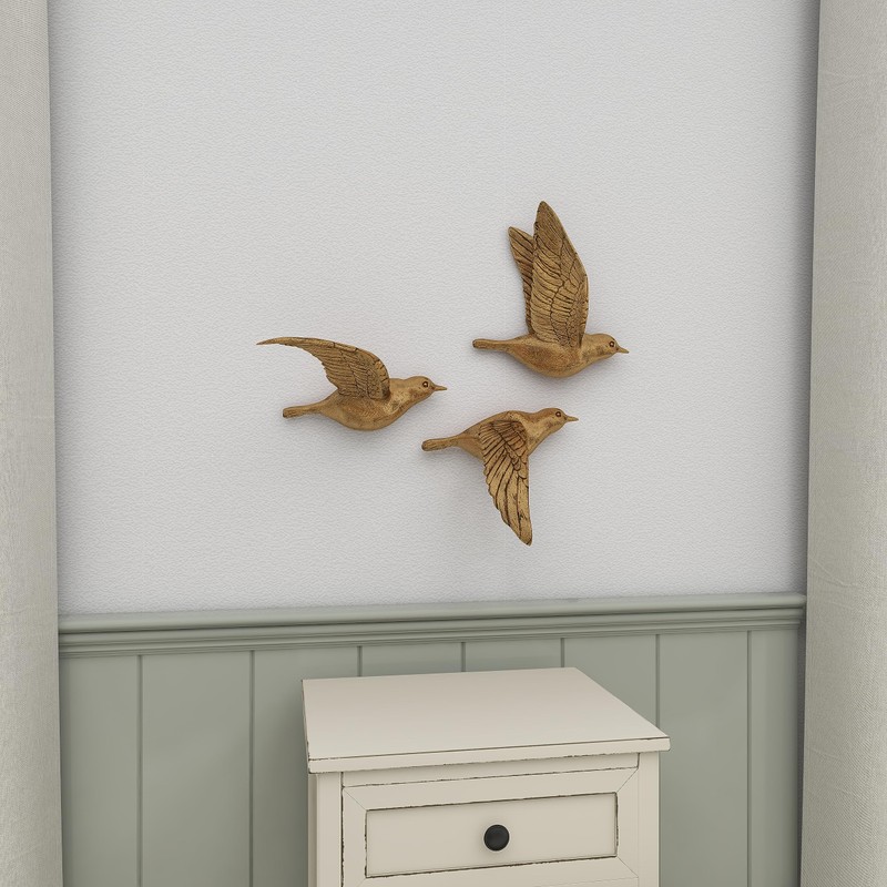 Deco 79 Polystone Bird Home Wall Decor Metallic 3D Sculpted