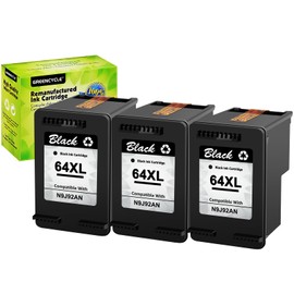 greencycle Remanufactured High Yield Ink Cartridge Replacement for HP 64 XL 64XL N9J91AN N9J92AN Compatible with Envy Photo 7858 7855 7155 6255 7158 7164, Envy 5542 Printer (3 Black)