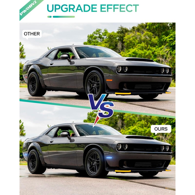 PWOBVZ Blue LED Side Marker Lights for Dodge Challenger 2015-2023,