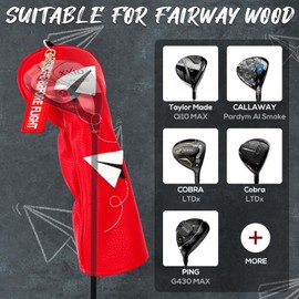 LZFAN Golf Club Covers with Remove Before Flight Design Key Chain for Golf Club Driver Fairway Hybrid Headcover