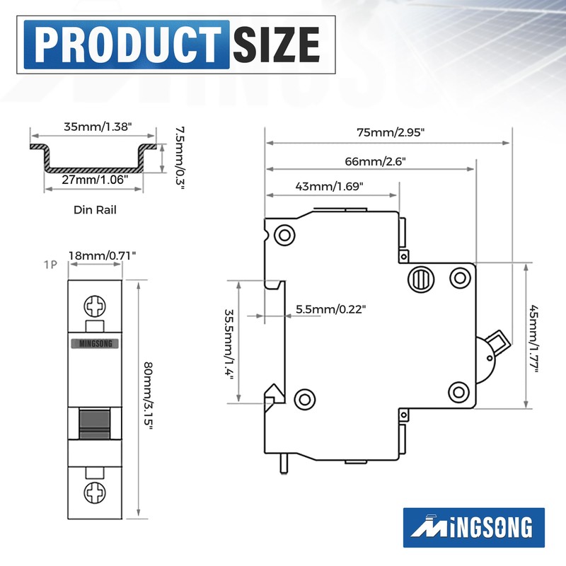 MINGSONG DC Solar Panels Disconnect Switch 32 Amp Solar Shut