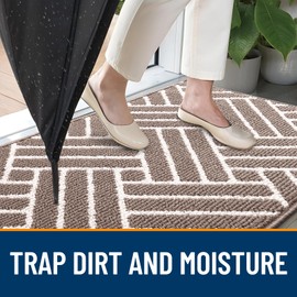 OLANLY Indoor Door Mat, 36x24 Inch, Dirt Resistant and Absorbent, Non-Slip Rubber Backing Floor Mats, Easy Clean Low-Profile Doormat for Entryway, Front Door, and Inside Entrance, Brown