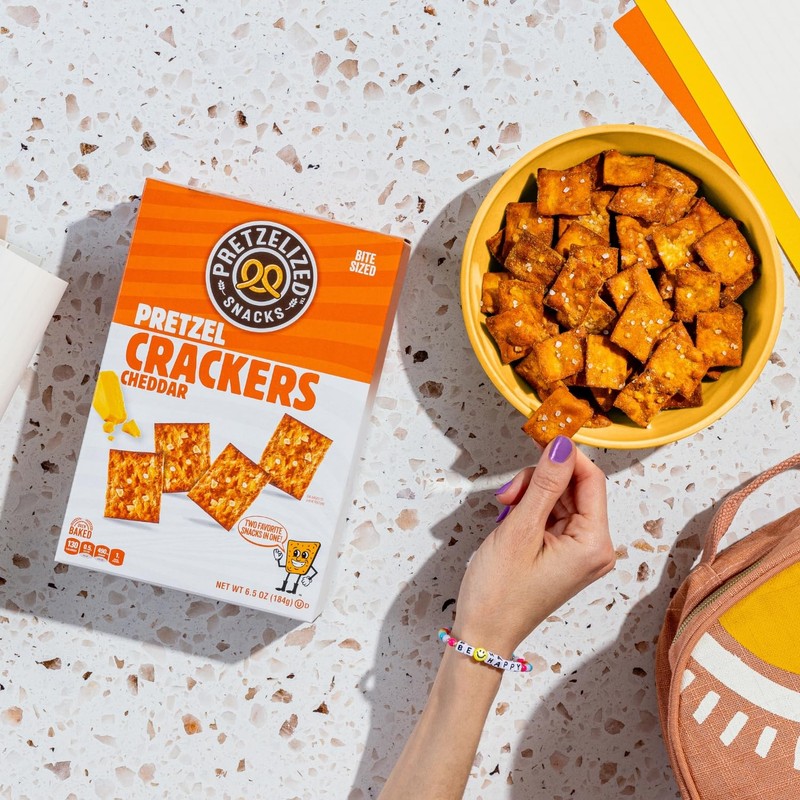 PRETZELIZED Snacks PRETZELIZED Pretzel Crackers, Cheddar Flavored, 6.5oz Box (Pack