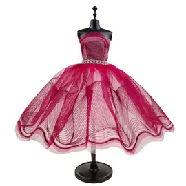Fashion Tutu Ballet Dress for 11.5" Doll Clothes Outfits 1/6 Dolls Accessories Rhinestone 3-Layer Skirt Ball Party Gown (pictorial Carmine)