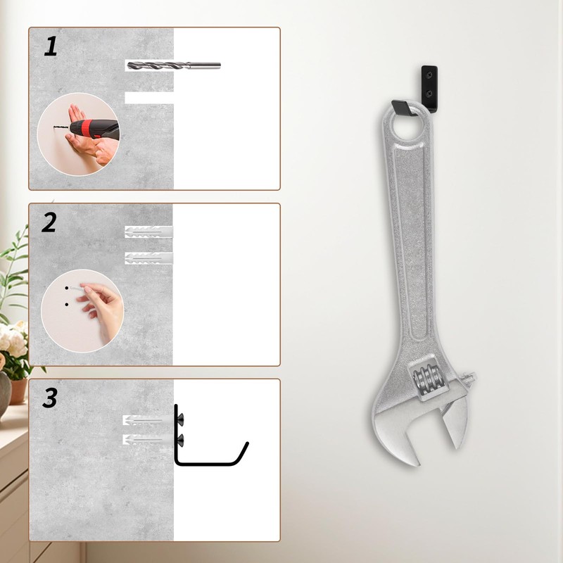 BATENGKEJI 8 Pcs Black Coat Hooks Wall Mounted, Metal Single