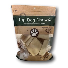 Top Dog Chews - Premium Beef Cheeks for Dogs (20 Pack), Thick Rawhide Chips, Training Dog Treats for Puppies, All-Natural Dog Chews for Small, Medium and Large Breeds (20 Pack, 20, Count)