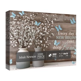 Christian Flower Butterfly Puzzles for Adults 1000 Pieces, Vintage Religious Bible Quote Jigsaw Puzzle, Inspirational Faith Catholic Scripture Puzzle