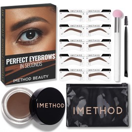 iMethod Eyebrow Stamp and Eyebrow Stencil Kit - Eye Brow Stamping Kit, Brow Stamp Kit, Brow Stencil and Stamp Kit, Brow Trio Eyebrow Kit, Perfect Bushy Eyebrows, Reddish Brown
