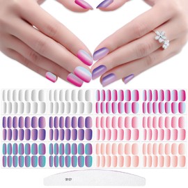 JERCLITY 168 Pieces 12 Sheets Gradient Solid Color Nail Polish Strips Self-Adhesive Mermaid Color Nail Stickers Full Nail Wraps for Women Girls Nail Art