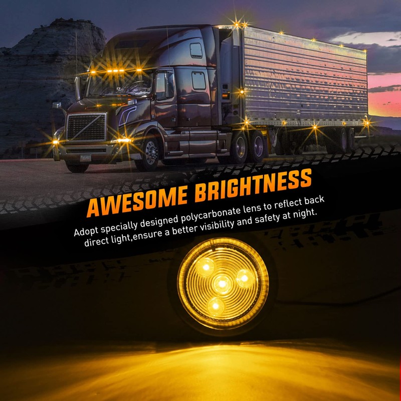 Nilight - 5 luces LED redondas de color ámbar para