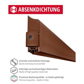 Gedotec Lowerable Floor Seal, Brown, 1 Piece Door Seal Bottom Automatic 13 x 39 mm, Applique, Length 1030 mm, Can Be Shortened, Lowering Seal for Doors, Door Floor Seal, Wind Protection, Anti-Cold