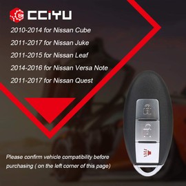 cciyu X 1 Flip Key Fob with Key Blade 3 buttons Replacement for 2015 2016 2017 for Nissan Cube Juke Leaf Quest Series with FCC ADP12514401S