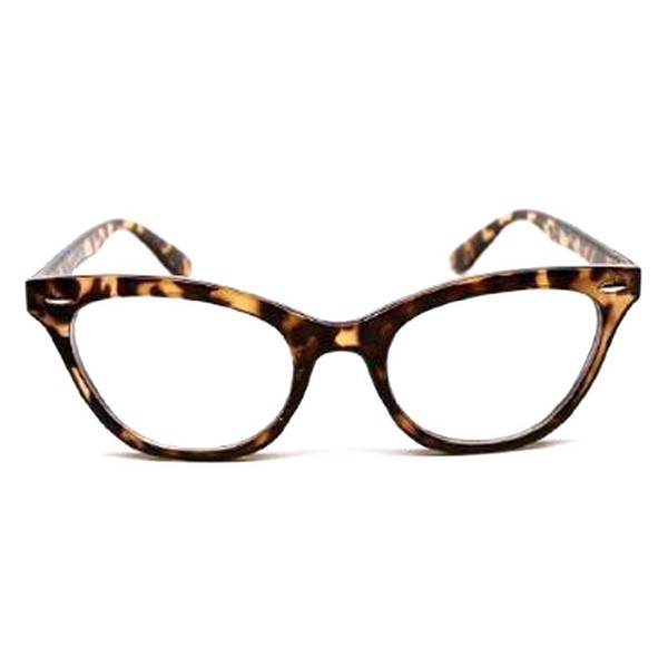 moda E322 Cat Eye Teacher 80s Retro Clear Sunglasses Eyeglasses (brown tortoise, c...