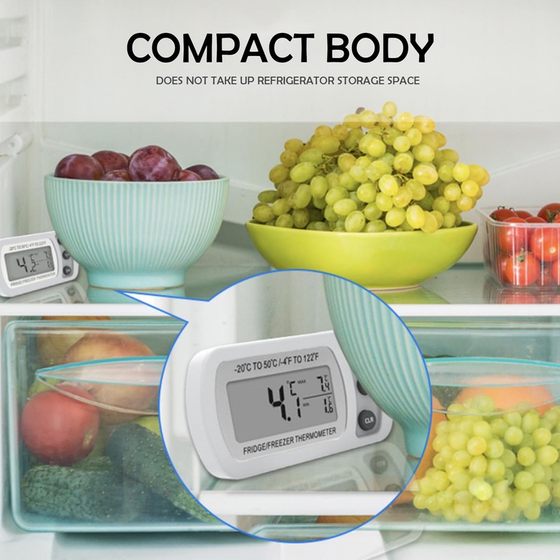 Fridge Thermometer, Indoor Fridge Thermometer, Digital Freezer Thermometer, Waterproof Refrigerator