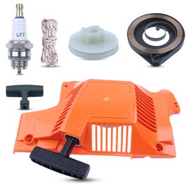Atunee Starter Recoil Assembly Pulley Spring Handle Rope Service Kit for Husqvarna 55 Rancher 50 51 55 Chainsaw Parts with Spark Plug Replace 503151801 503151802