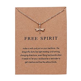 Dragonfly Necklace Free Spirit Gifts for Women Gold Dragonfly Necklaces for Women Girls Dragonflies Gifts for Granddaughter BFF Birthday Christmas Presents with Message Card