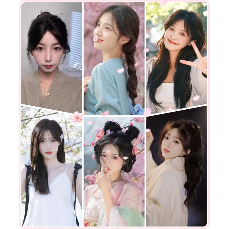 knnzk Bangs Wig, Human Hair, Fully Hand Planted, Partial Wig,