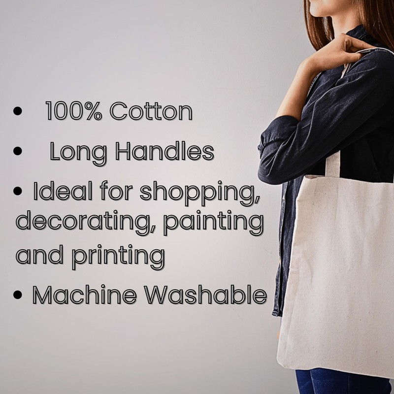 Cotton Tote Bags, Bulk Shopping Bag Cotton Bags, Multipack, 100%