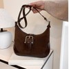 livelyfish Coffee Suede Shoulder Bag Tote Bag Crossbody Bags Purse