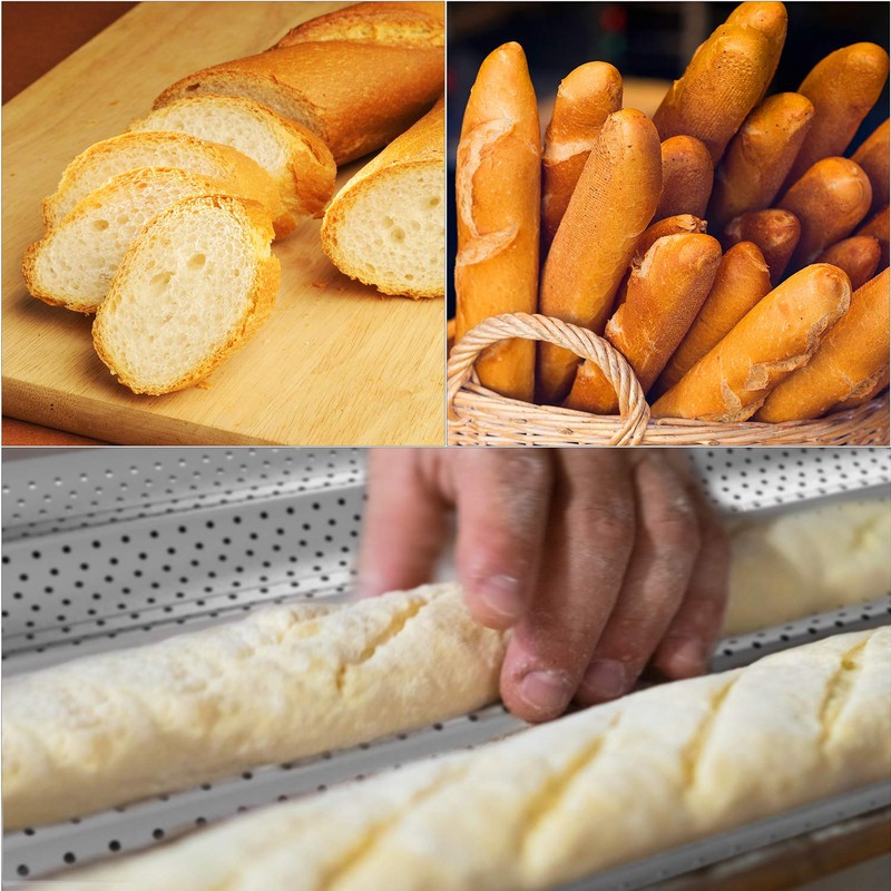 Tiawudi 2 Pack Nonstick Perforated Baguette Pan 15" x 13"