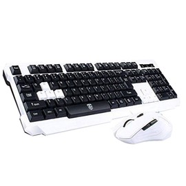 Keyboard Mouse Combos,Soke-Six Waterproof Multimedia 2.4GHz Wireless Gaming Keyboard with USB Cordless Ergonomic Mouse DPI Control for Desktop PC Laptop(White)