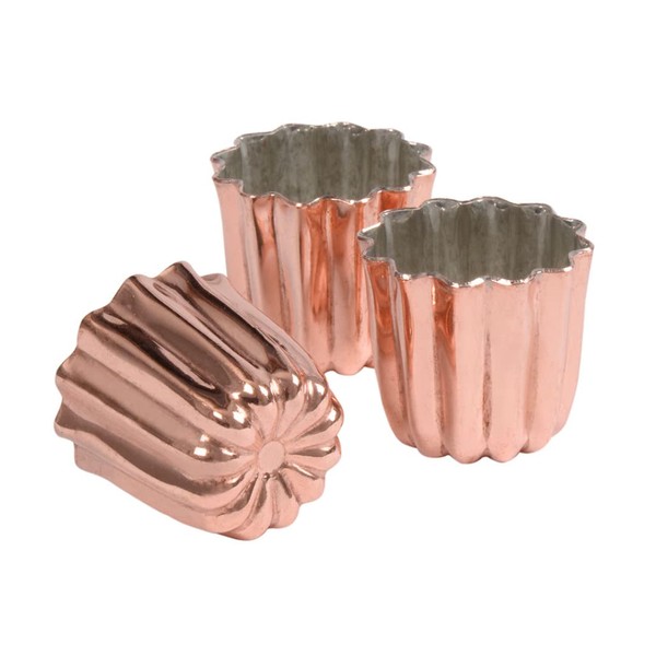 Patisse 719197 Set of 3 Copper Fluted Bordeaux Moulds 17.5