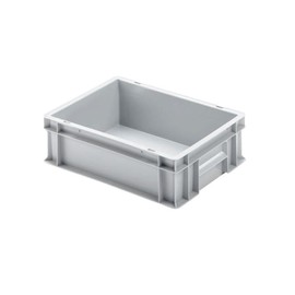 PROREGAL Economy Set of 5 Euro Containers with Closed Handle | H x W x D 12 x 30 x 40 cm | 11 Litres | Grey | Euro Box, Transport Box, Transport Container, Stacking Container