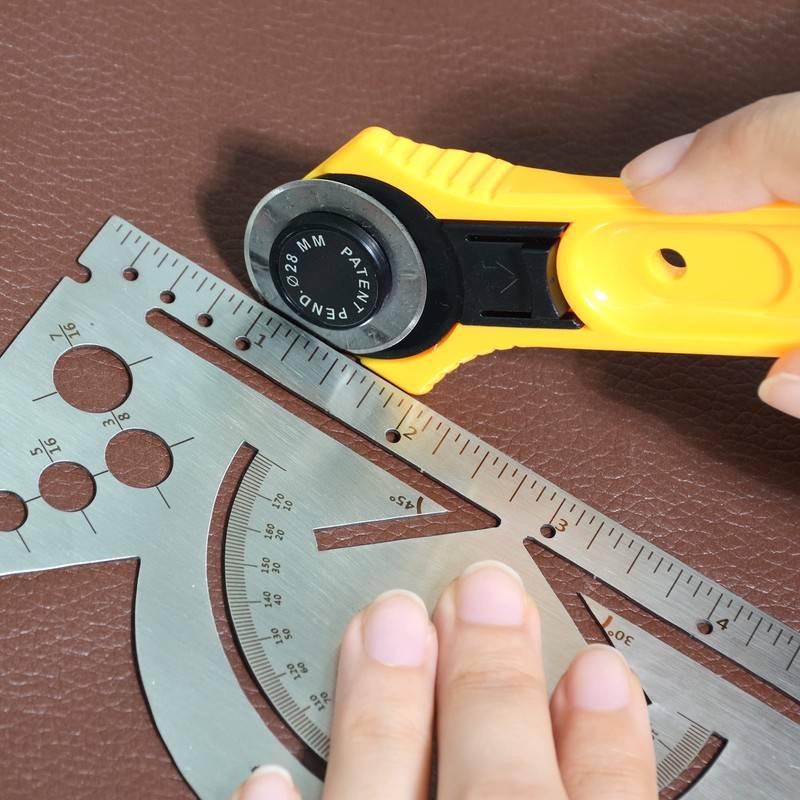 UPTTHOW Leather Tools French Curve Protractor Triangles Andcircle Gauge All-in-one