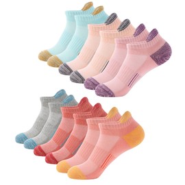 Budermmy Socks for Women 6 Pairs Ankle Athletic Socks Cushioned Breathable Cotton Casual Low Cut Womens Running socks (CA/US, Numeric, 5, 7, Regular, Regular, Multicolor)