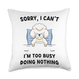 Cute Poodle Sleeping I'm Too Busy Doing Nothing Sorry, I Can't I'm Too Busy Doing Nothing Sleeping Poodle Throw Pillow, 18x18, Multicolor