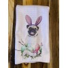 Handmade Easter pug kitchen towel