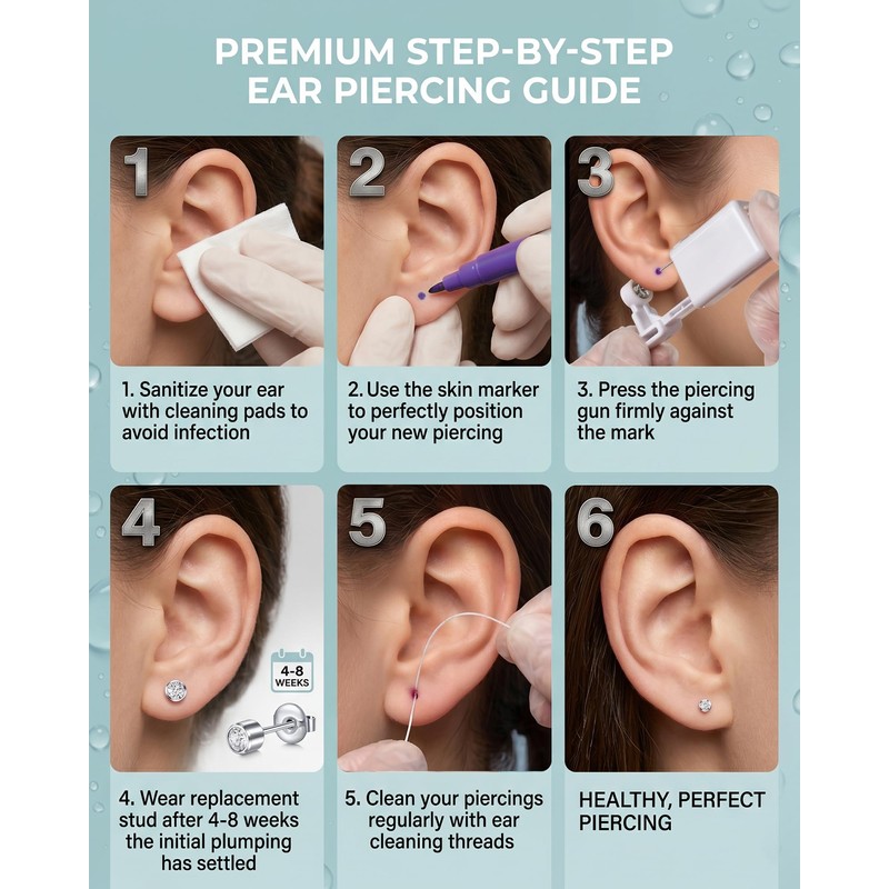 DJCIW 15pcs G23 Titanium Gold Ear Piercing Kit 4mm Ball,