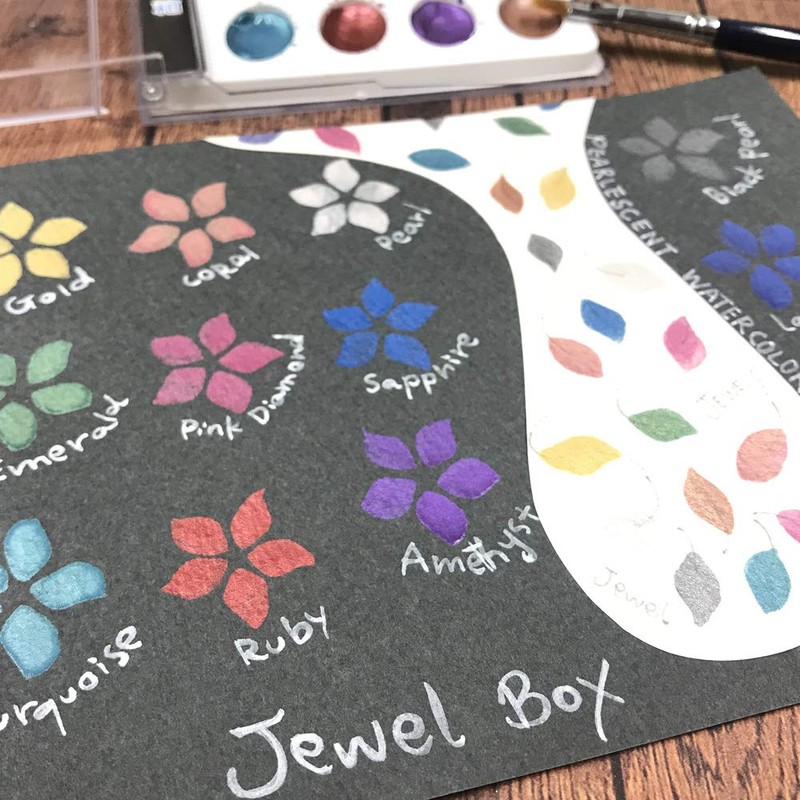 Zig Kuretake Watercolor 12 Colors Palette, Metallic