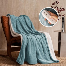 JET'S HOME Heated Blanket 50"x60" - ETL&FCC Certified Flannel Electric Blanket Throw Machine Washable Heating Blanket with 5 Heating Levels 3 Hours Auto-Off Overheating Protection (Blue)