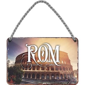 schilderkreis24 Tin Sign "Rome" Italy Decorative Sign Holiday Travel Landscape Metal Sign Retro Door Sign Vintage Birthday Christmas 18 x 12 cm