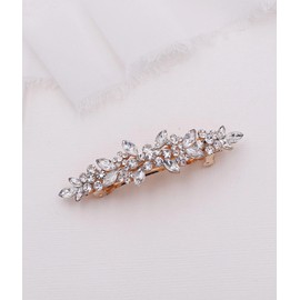 Crystal Rhinestone Barrette, Bridal Comb Crystal, Wedding Crystal Hair Clip, Hair Barette, Wedding Accessory (Rose Gold)