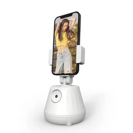 Auto-Tracking Tripod Selfie Stick Set with Smart Gimbal Stabilizer, Phone Holder, Remote, and Tripod - White