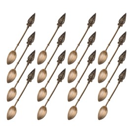 uxcell 16 Pcs Leaf Coffee Spoons, 4.5 Inch Long Handle Dessert Tea Spoons for Iced Tea, Coffee, Ice Cream, Red