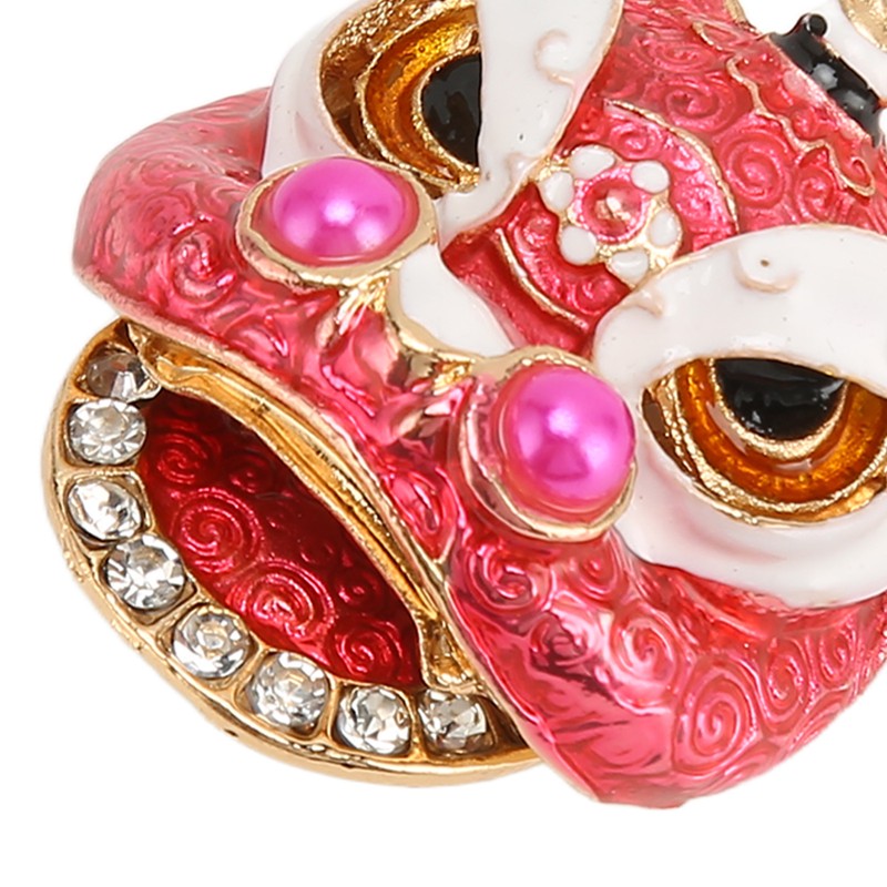 6pcs Lion Dance Keychains Cute Funny Rust Prevention Rhinestone Keychain