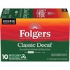 Folgers Classic Decaf Coffee, Keurig K-Cup Pods, 10 Count Box