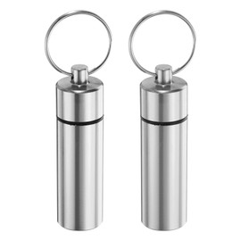 sourcing map 2 Pcs Metal Toothpick Holder, Reusable Toothpick Case Waterproof Toothpick Container with Keychain for Outdoor Picnic Camping Traveling, Silver