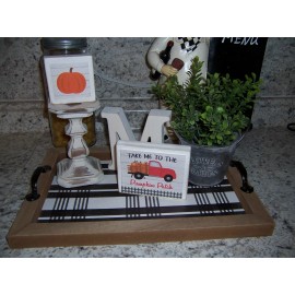 Decor Fall red Truck Pumpkins sign Farmhouse kitchen tray decor Autumn Harvest Holiday